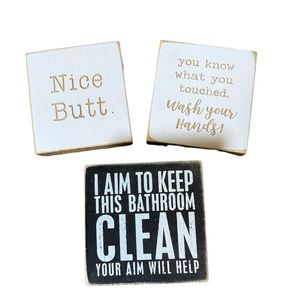 Set of 3 Bathroom Decor Signs